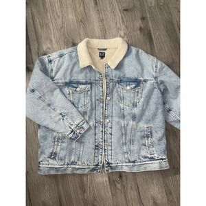GAP‎ Oversized Sherpa-Lined Icon Denim Jacket Size XL Unisex - Vintage Vibes